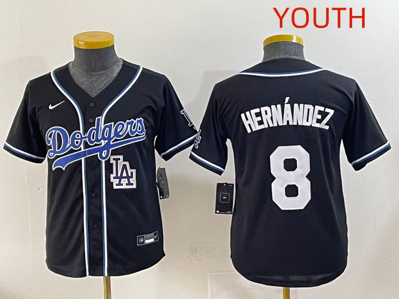 Youth 2025 Los Angeles Dodgers #8 Hernandez Black Three generations Fashion Nike MLB Jersey style 12